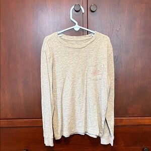 Vineyard Vines Heather Gray Long Sleeve Shirt with Red Whale